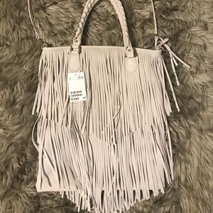 Bone coloured fringe bag (brand new)